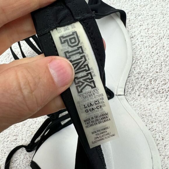 Victoria's Secret PINK Strappy Bikini Top Multicolor Striped Size L - Picture 8 of 9